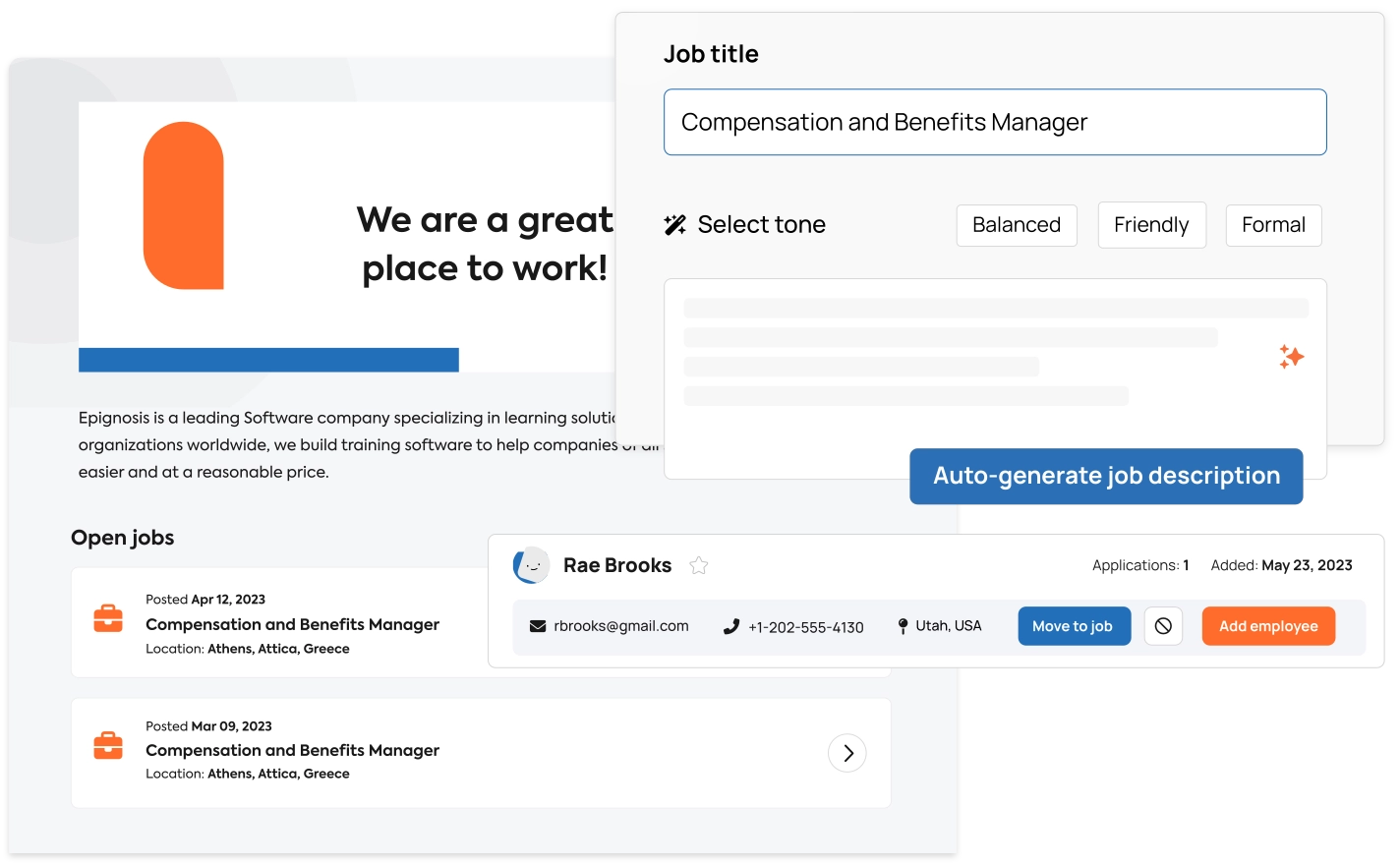 AI-powered job descriptions with a click